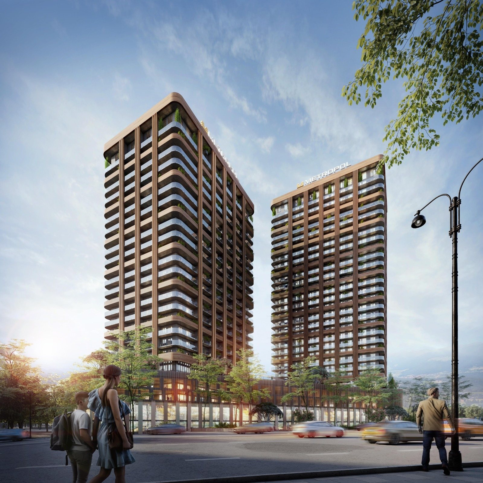 Metropol Ortachala towers from the street (developer rendering)