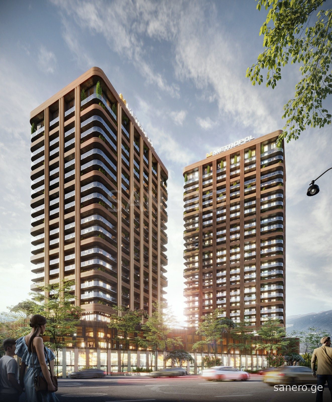 Both towers at sunset (developer rendering)