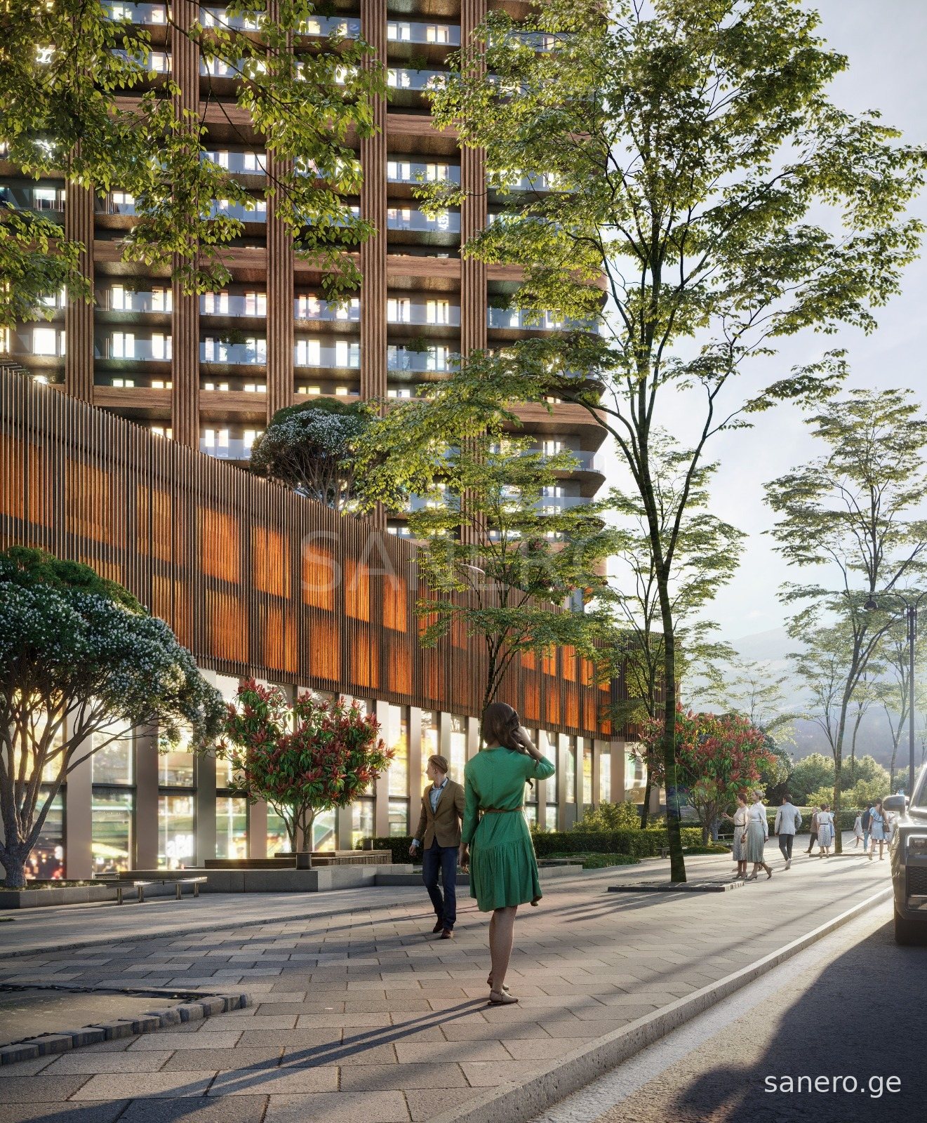 Street frontage with commercial ground floor (developer rendering)