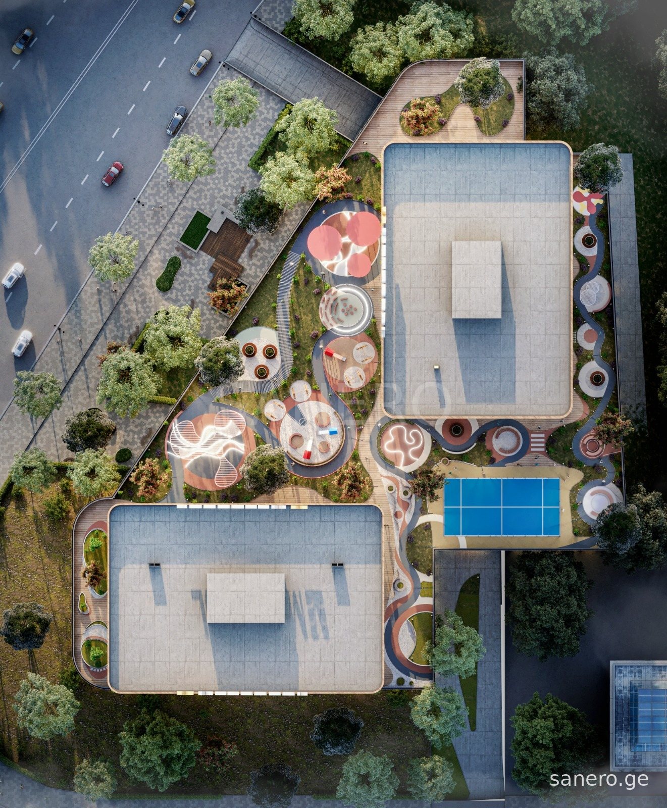 Site plan of the complex (developer rendering)