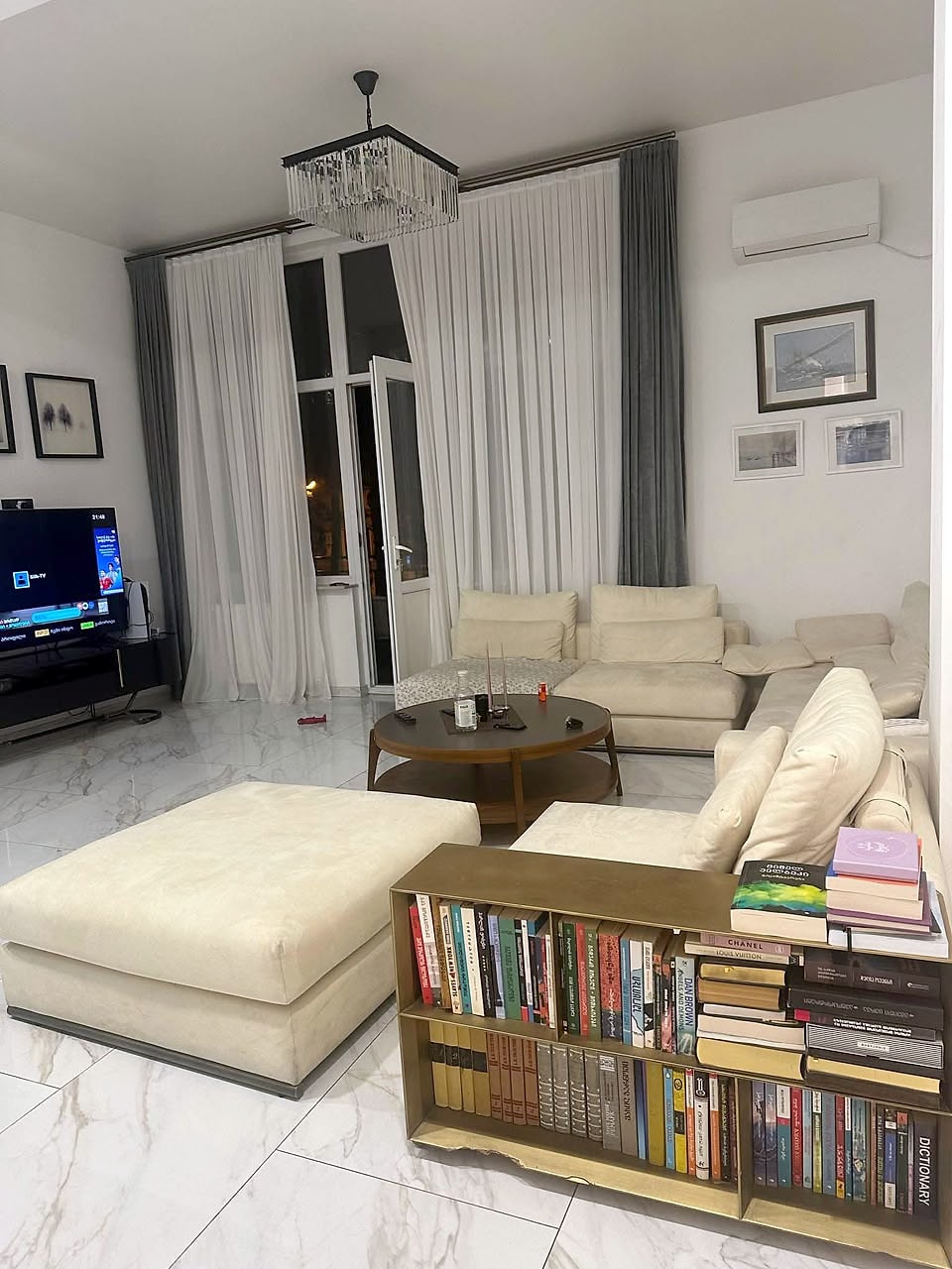 Living room with balcony door